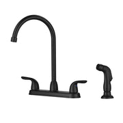 Modern Kitchen Sink Faucet with 2 Handles and Pull-Out Side Sprayer, Matte Black, Stainless Steel