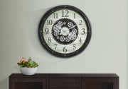 Clocks, 30' Round, Gear Mechanism, Large Oversized, Wall Clock, Brown, Transitional