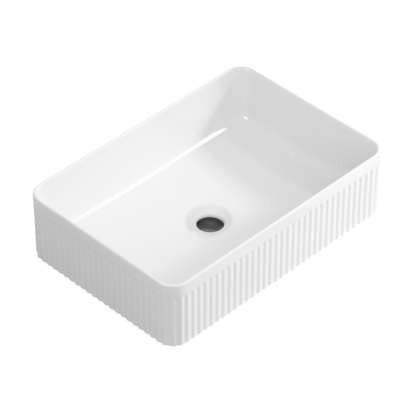 Vessel Sink Rectangular Above Counter White Porcelain Ceramic Modern Bathroom Vanity Sink Rectangle Art Basin