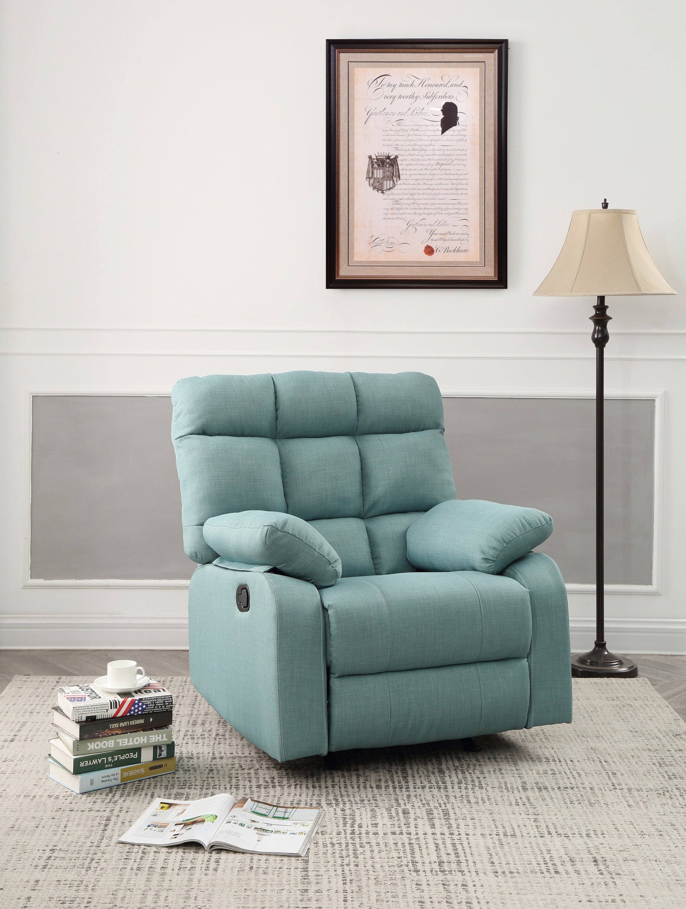 Stylish Teal Padded Armchair Recliner