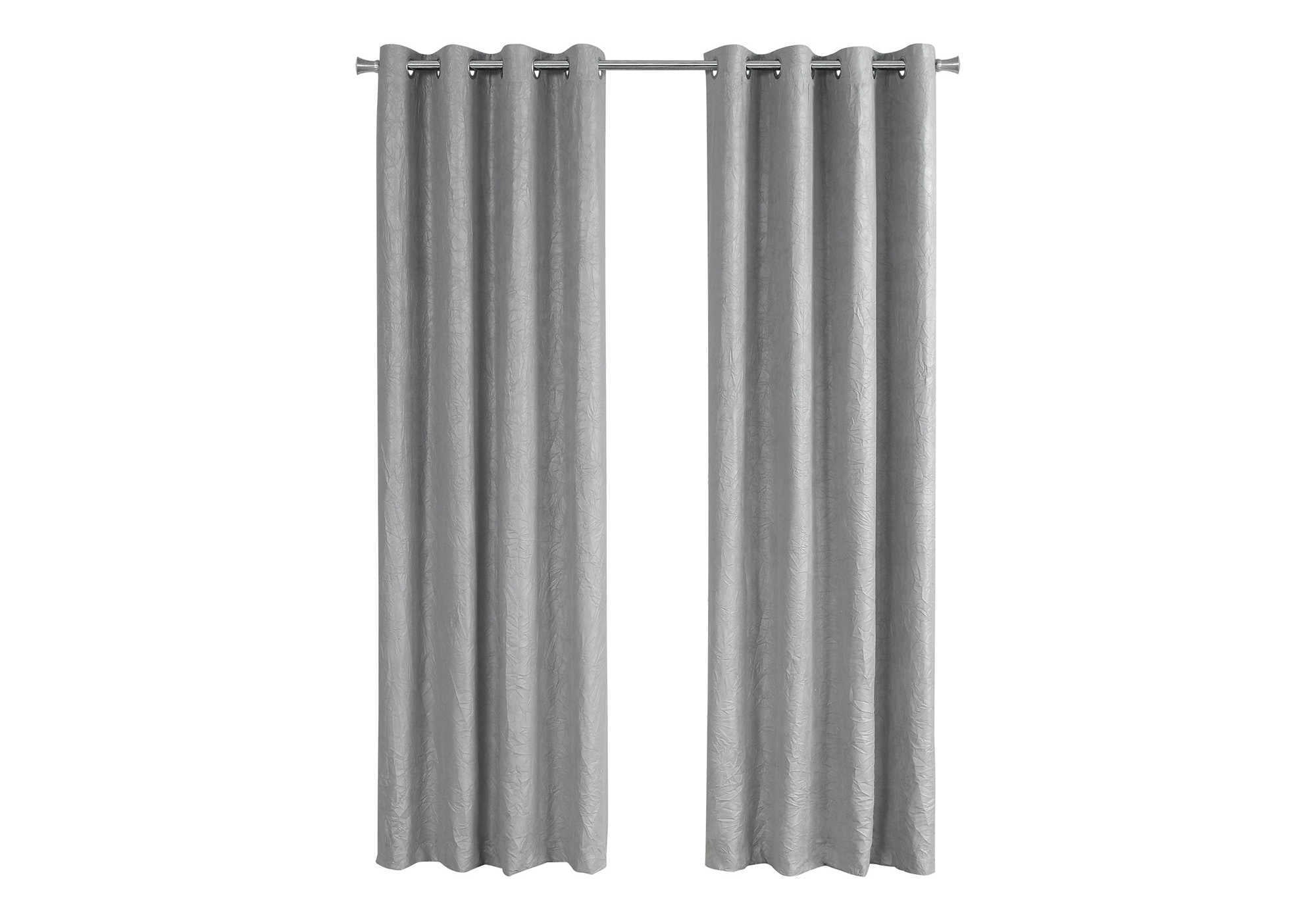 Curtain Panel, 2pcs Set, 54'w X 95'l, Room Darkening, Grommet, Living Room, Bedroom, Kitchen, Grey Micro Suede, Contemporary, Modern