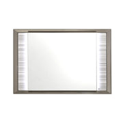 Modern STAR White Mirror with Built-In LED and Solid Wood Frame