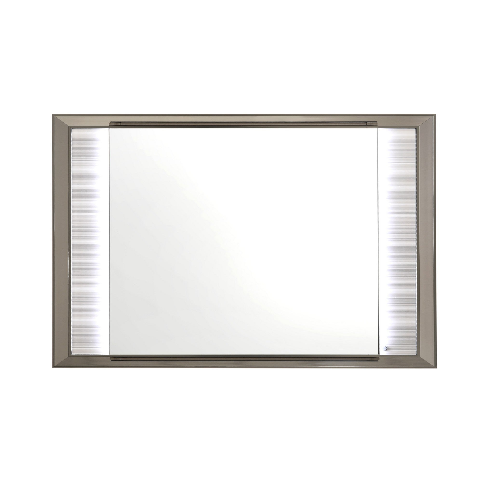 Modern STAR White Mirror with Built-In LED and Solid Wood Frame