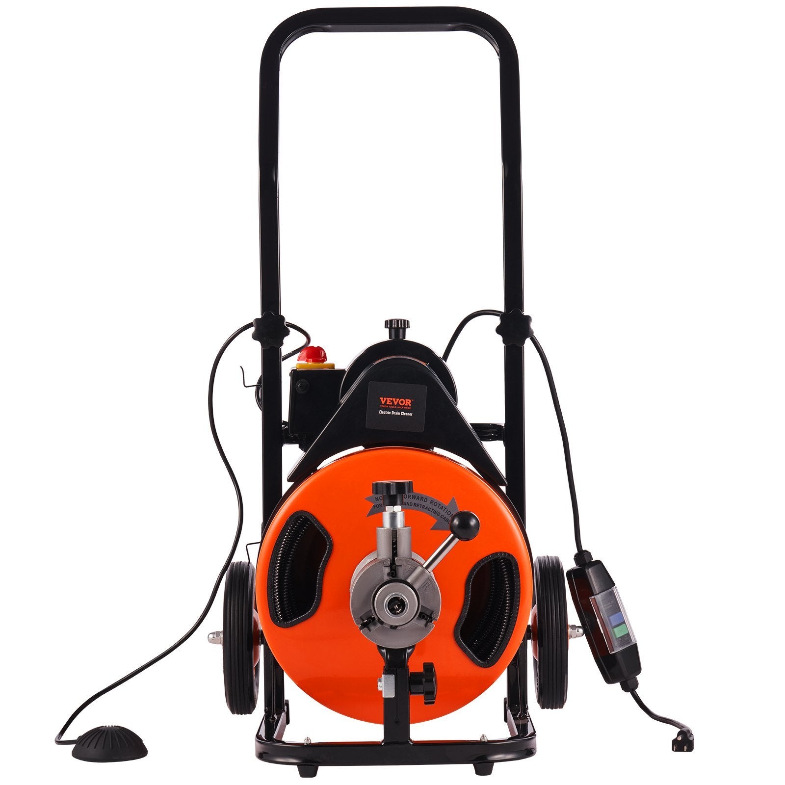 VEVOR Drain Cleaning Machine 100FT x 3/8 Inch Auto Feed Sewer Snake in Orange Iron