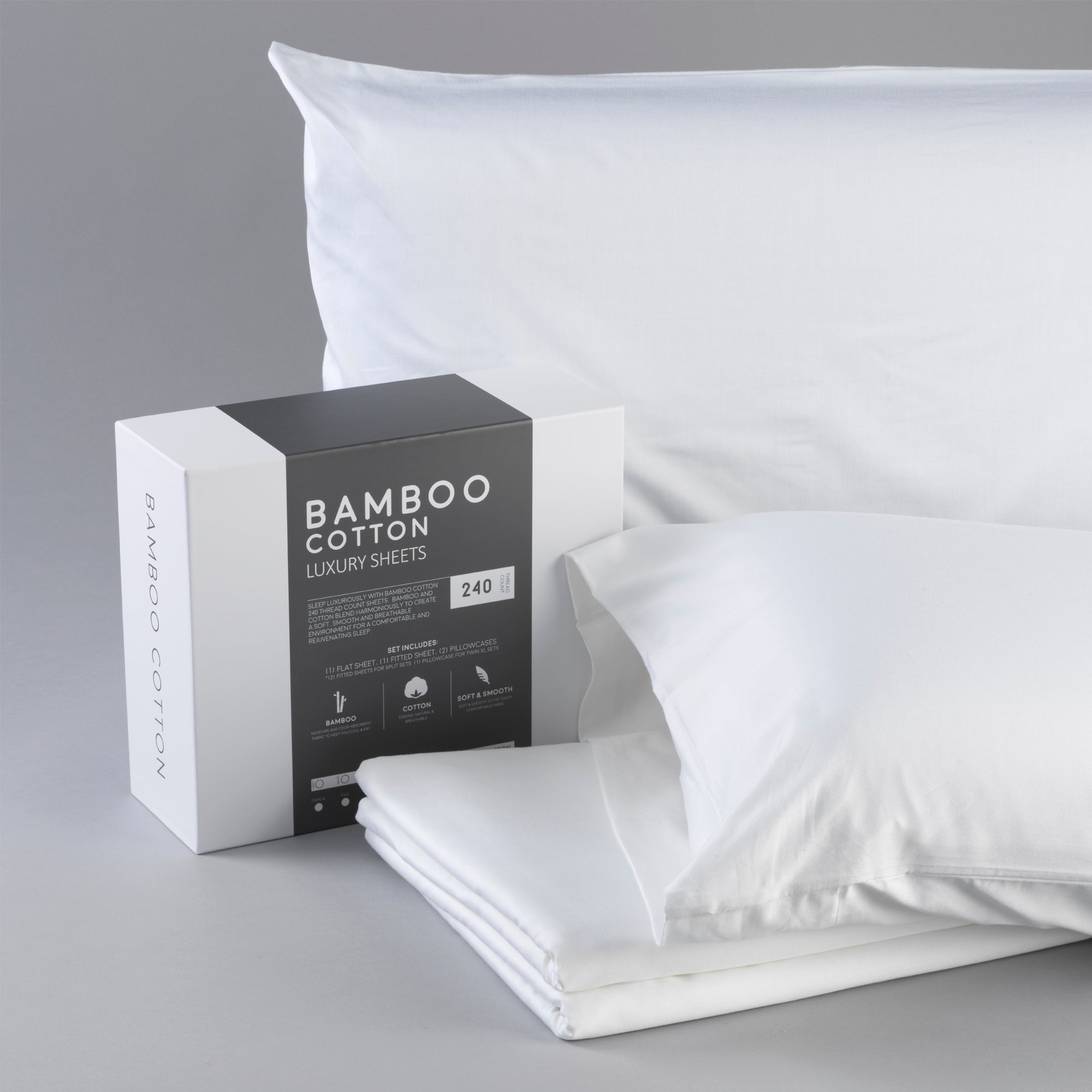 Bamboo Cotton Sheets Soft and Smooth with Viscose from Bamboo White Queen