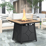 Fire Pit Table, 28-inch Square 40,000 BTU Auto-Ignition Propane Gas Firepit with Waterproof Cover