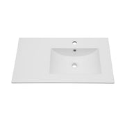White Rectangular Single Vanity Top with 1 Faucet Hole and Overflow, Ceramic, 32' x 18', Spacious Left Countertop for Storage