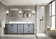Dark Grey Double Bath Vanity 80 in. W x 22 in. D, White Quartz Top and Faucet Set