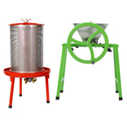 Hydraulic Fruit Wine Press with Apple Crusher - Water-Powered Cider Wine Press, Green Steel, 10.7 Gallon