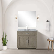 Grey Oak Single Bath Vanity 36 in. W x 22 in. D, with Carrara Marble Top