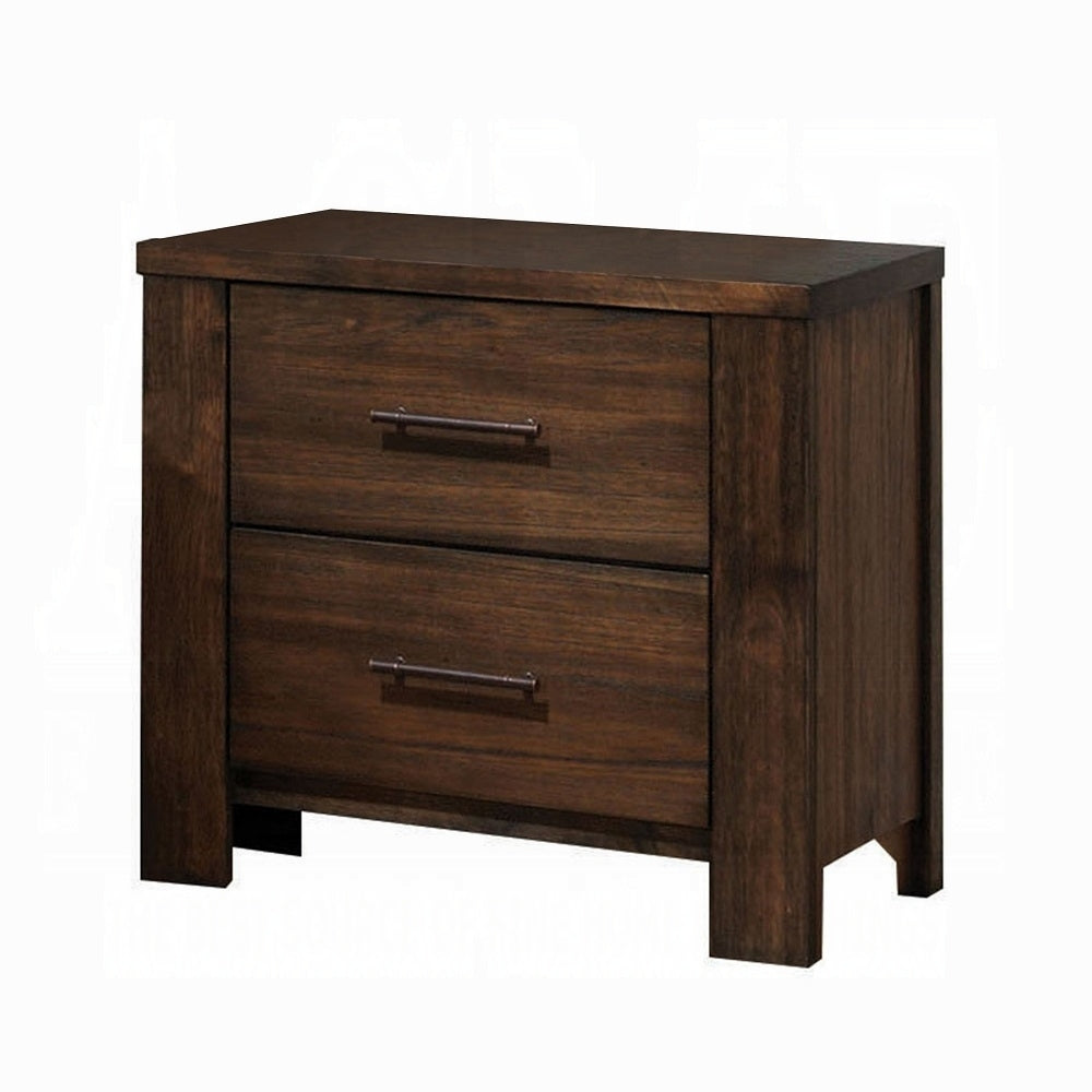 Classic Oak Finish Nightstand with Two Drawers Wooden Bedroom Furniture 1pc