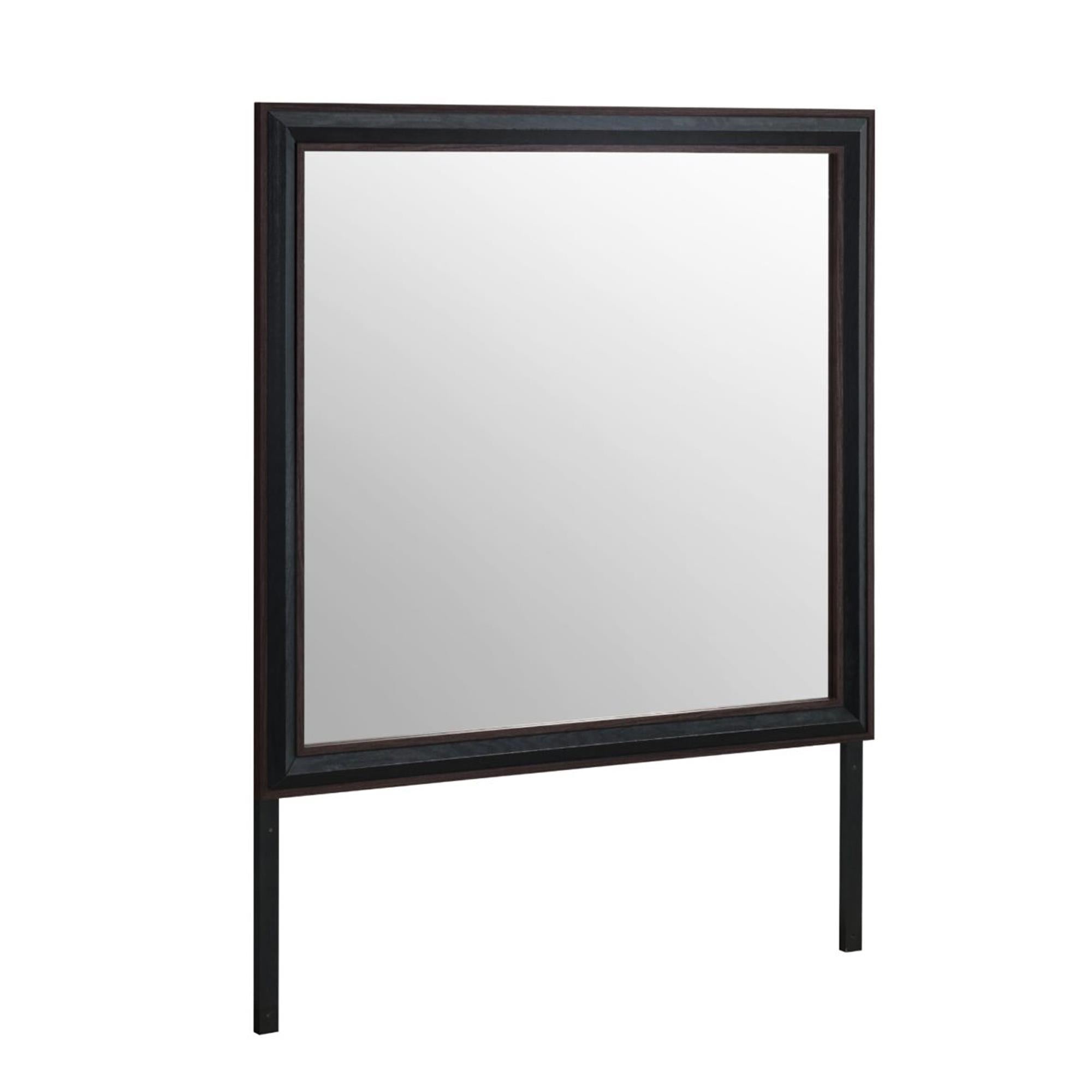 ADELAIDE Brown Mirror with Sleek Silver Finish and Black Trim in Solid Wood and MDF