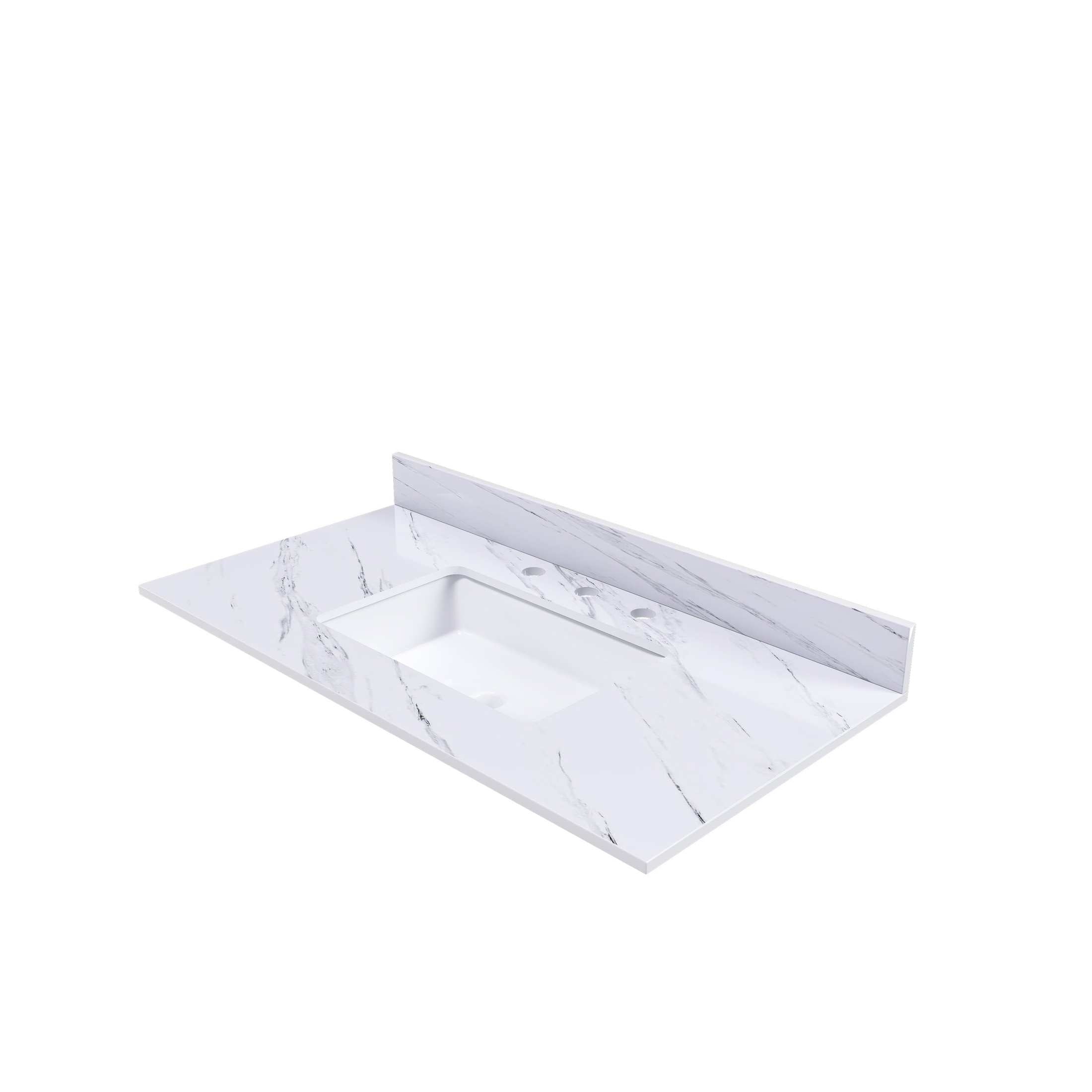 Elegant Marble Vanity Top, 43 Inch Bathroom Vanity with Undermount Sink, White Sintered Stone, Bianco Carrara Venato