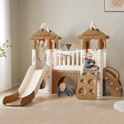 8-1 Toddler Climber and Slide Set,Kids Slide for Toddlers Age 1+, Kids Playground Climber Freestanding Slide Playset with Basketball Hoop, Play Combination for Babies,Indoor& Outdoor