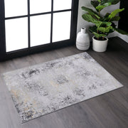 MAVAL Gold Washable Rug 2' x 3' Doormat Rug (Gray+Gold, 2' x 3')