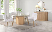 Qwin Natural Marble Top & Oak Finish Round Dining Table