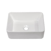 16 x 12 Inch Modern Rectangular Bathroom Vessel Sink - Glossy White Porcelain Ceramic Vanity Basin, Design for Contemporary Bathroom Decor