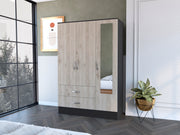Florencia S Mirrored Armoire, Two Cabinets With Divisions, Two Drawers