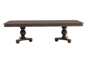 Royal Dining Furniture 1pc Extendable Dining Table with 2x Leaves Cherry Finish with Gold Tipping Elegant Design Formal Traditional Double Pedestal