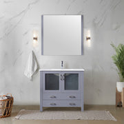 Dark Grey Bath Vanity 36 in. W x 18.25 in. D, White Ceramic Top, and Faucet Set