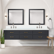 Black Double Bath Vanity 84 in. W x 22 in. D, Cultured Marble Top, and Faucet Set