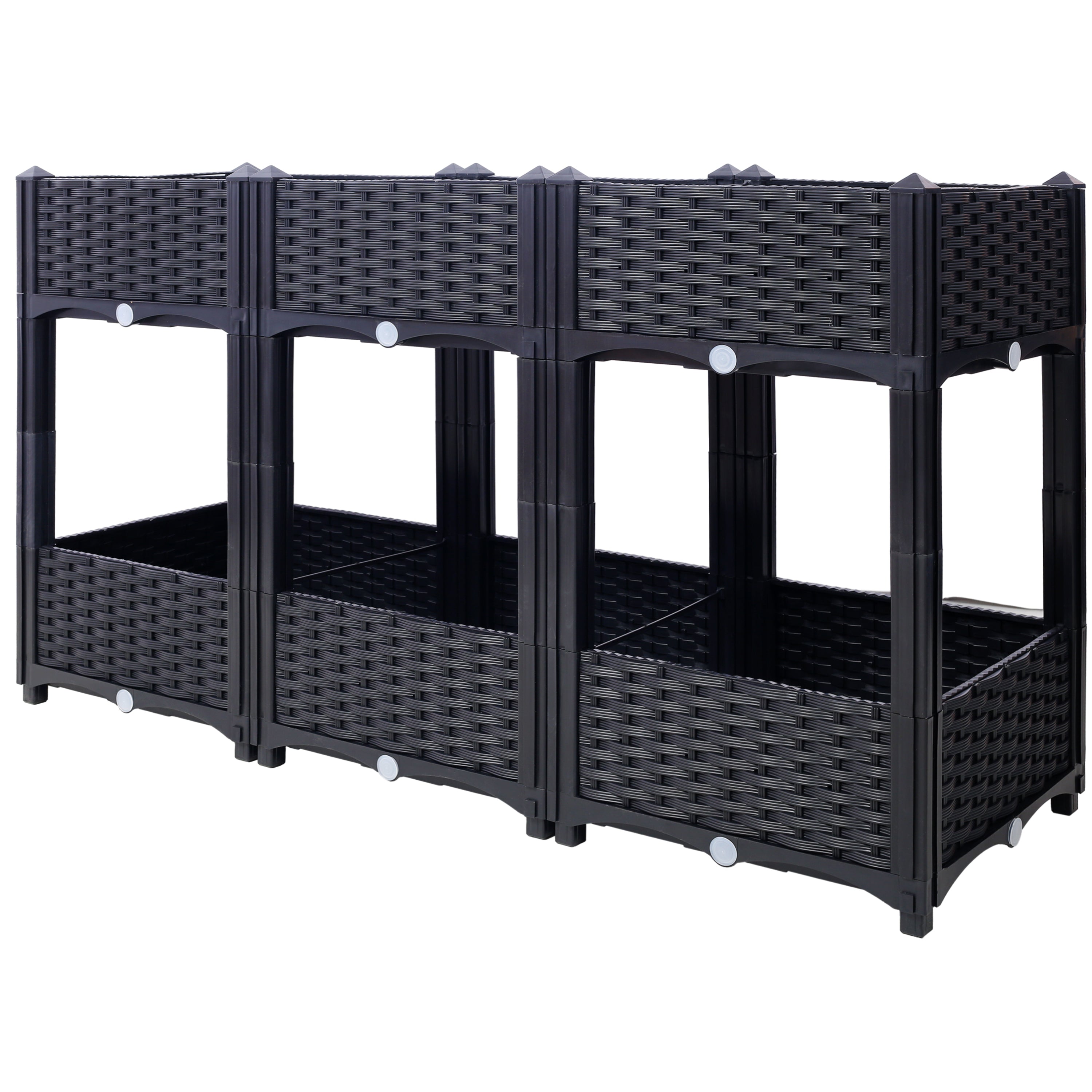 Planter Raised Beds - Elevated Planter Garden Box with Drainage Plug Raised Garden Beds for Vegetable/Flower/Herb Outdoor Standing Planter Beds Gardening Kit,Black,47.2'x15.7'x27.7'