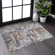PAYAS Collection 2X3 Ivory / Blue/ Abstract Doormat Rug