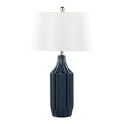Stella 23' Contemporary Ceramic Table Lamp in Gloss Dark Blue Ceramic with White Shade by LumiSource