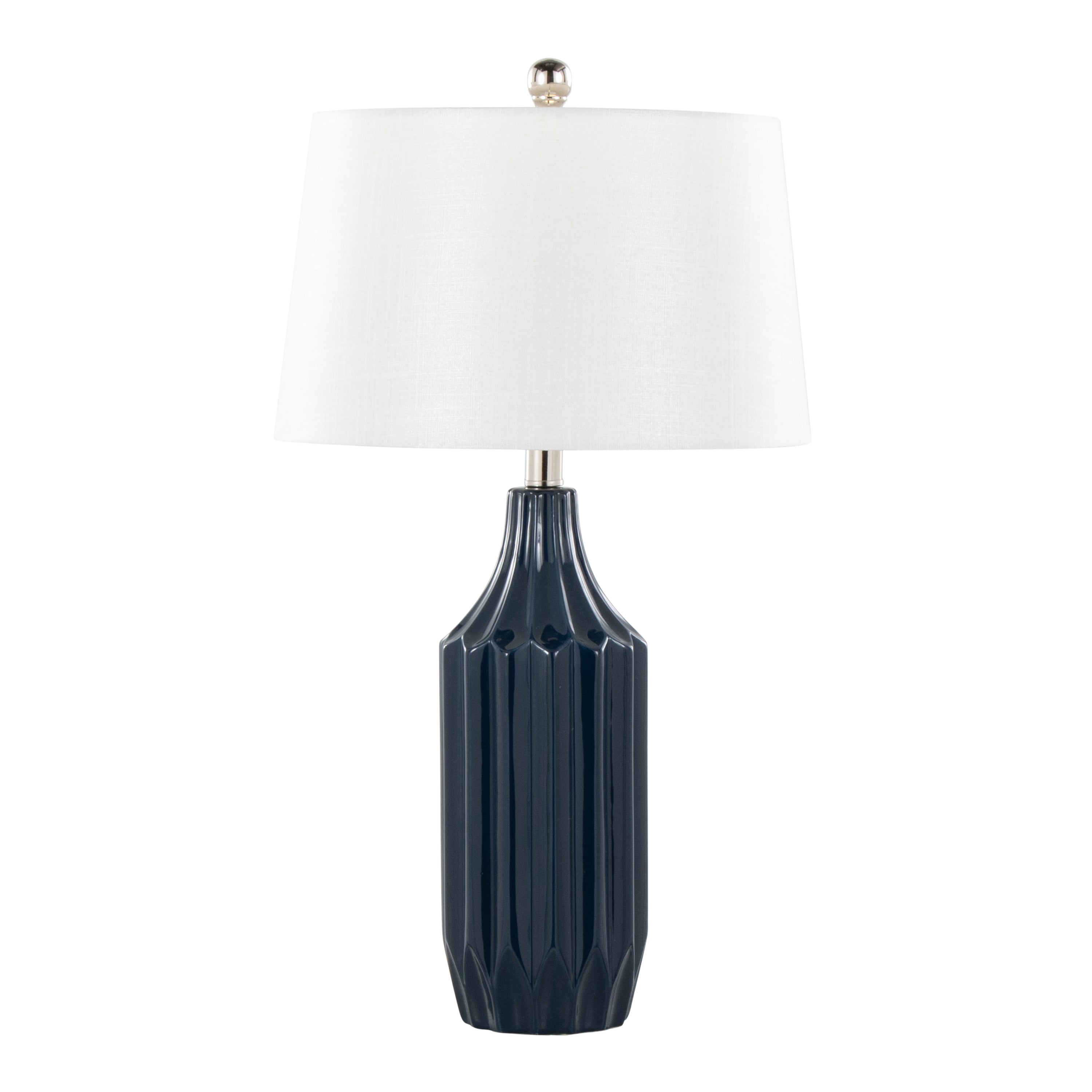 Stella 23' Contemporary Ceramic Table Lamp in Gloss Dark Blue Ceramic with White Shade by LumiSource