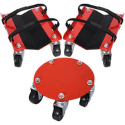 Heavy Duty Snowmobile Dolly V-Slide with 2.5' Swivel Casters, Rubber Pad, 1500Lbs Capacity, Red Steel