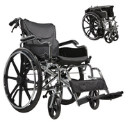 Heavy-duty Manual Wheelchair for Adults with Double X Force Support,24'Non-inflatable Pu Tires - Foldable Transport Wheelchair with Quick-release Wheels,350lbs Capacity,All-terrain Stability,Silver