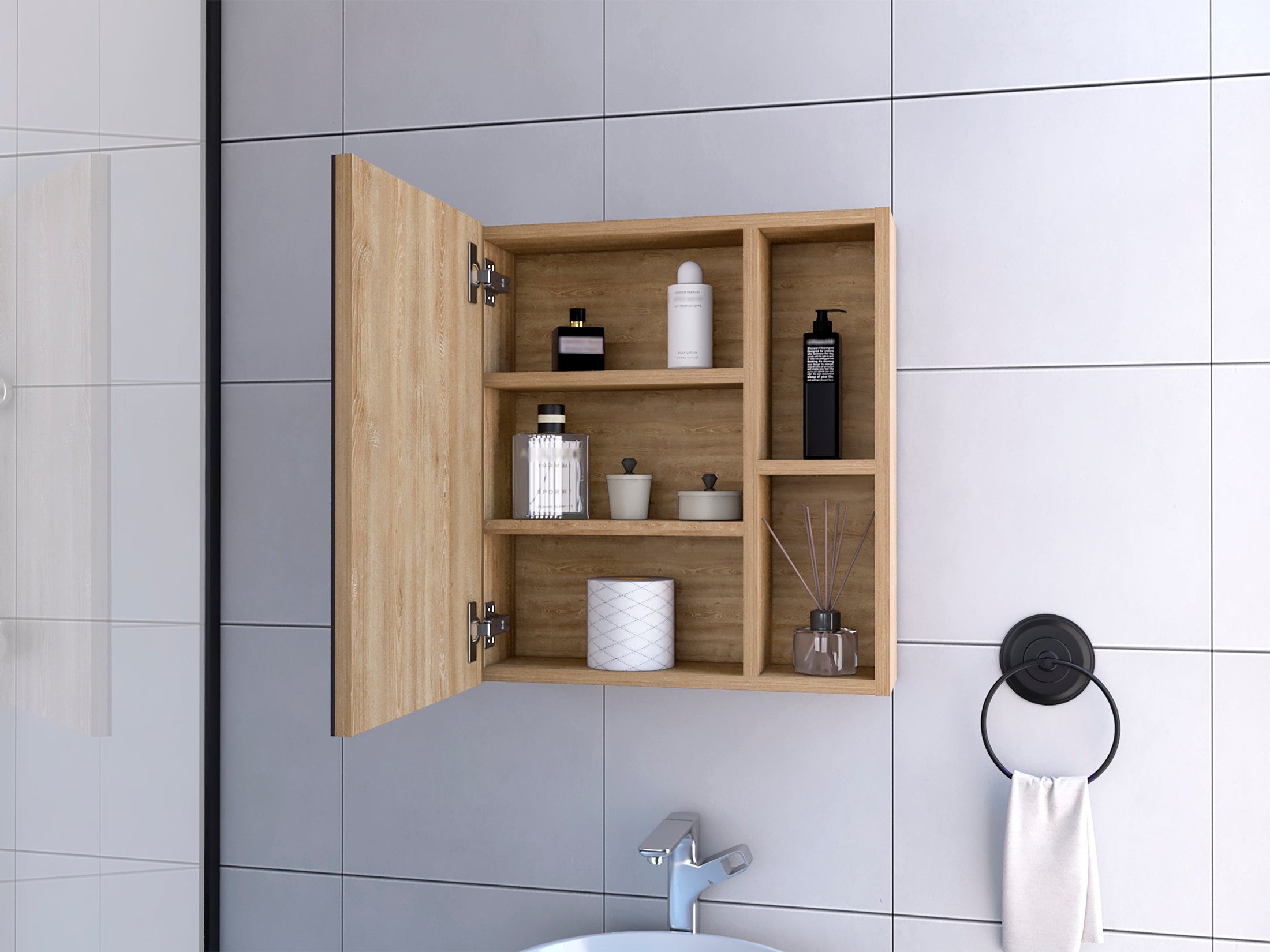 Lincoln Mirrored Medicine Cabinet, Five Interior Shelves