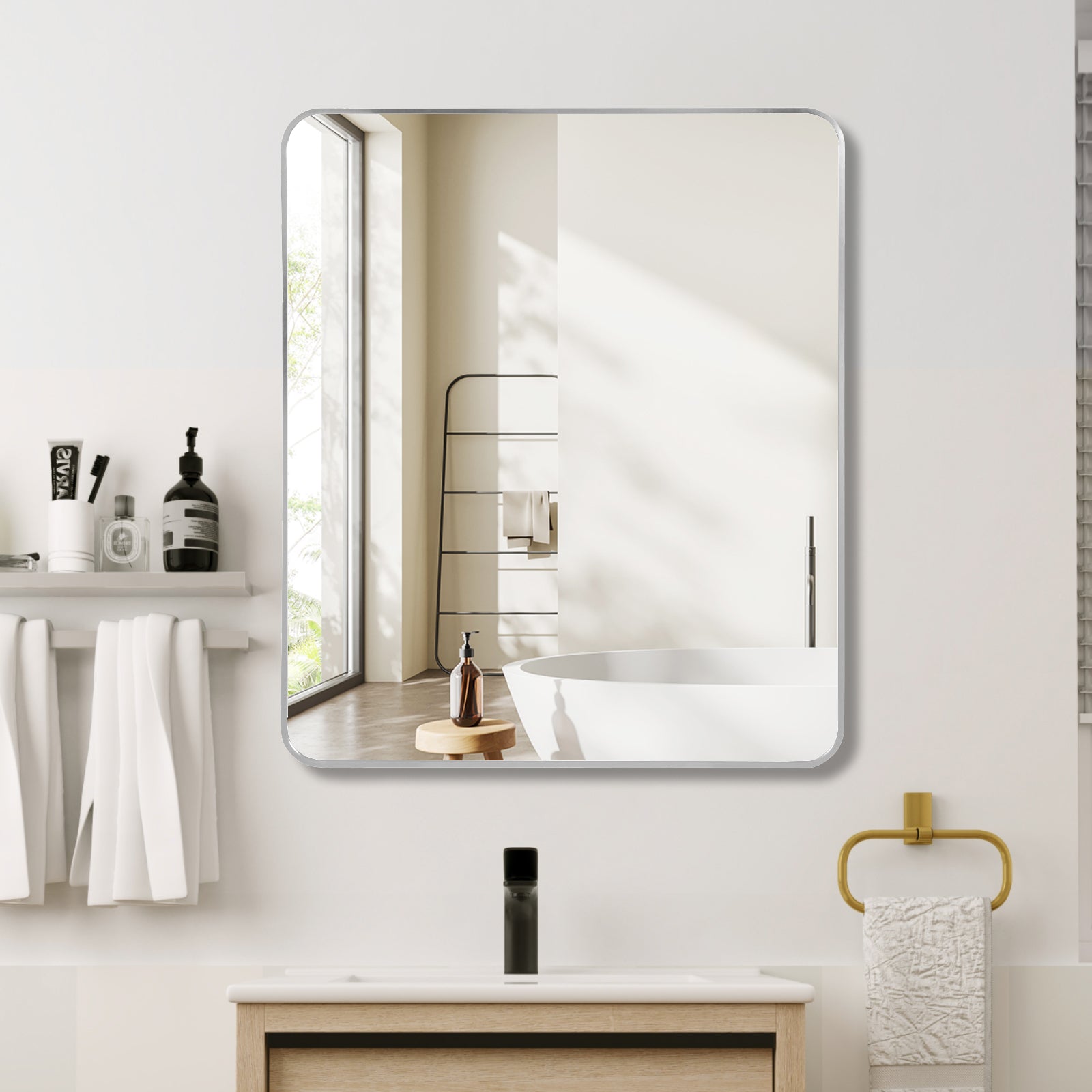 Silver 30 'x36' Rectangular Bathroom Wall Mirror