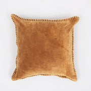Stonewashed Cotton Velvet Throw Pillow with Decorative Handstiched Edges-19X19'