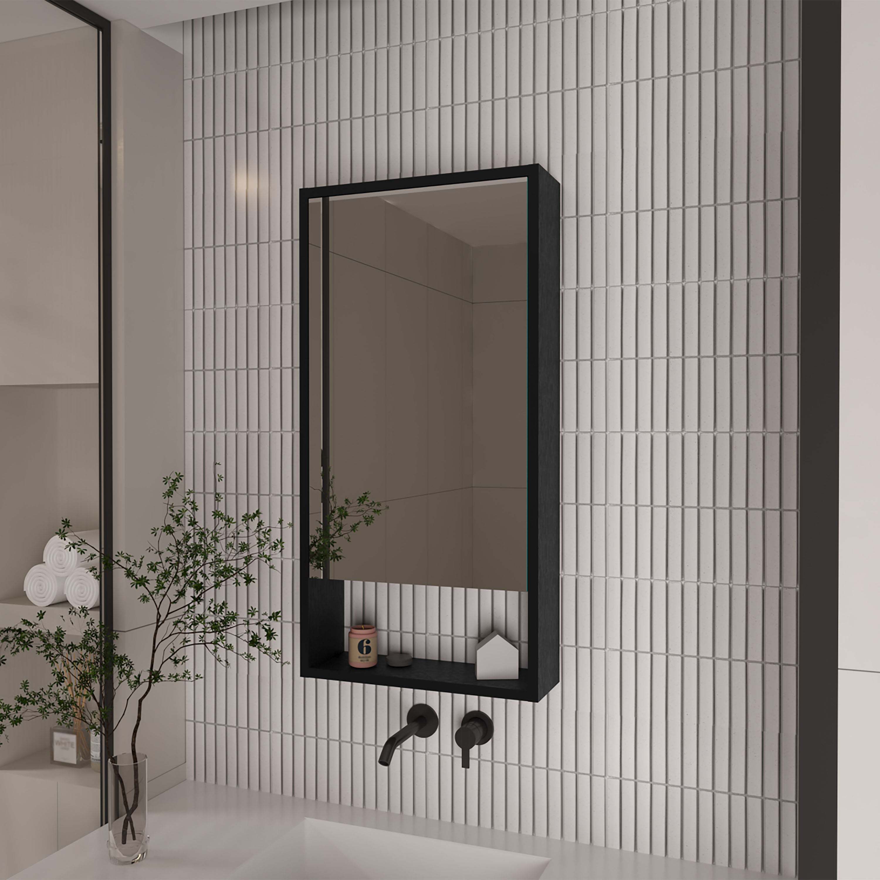 Rectangle Medicine Cabinet with Mirror Wenge