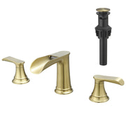 Bathroom Faucets for Sink 3 Hole Nickel Gold 8 inch Widespread Bathroom Sink Faucet with Pop Up Drain Double Lever Handle Faucet Bathroom Vanity Faucet Basin Mixer Tap Faucet with Hose