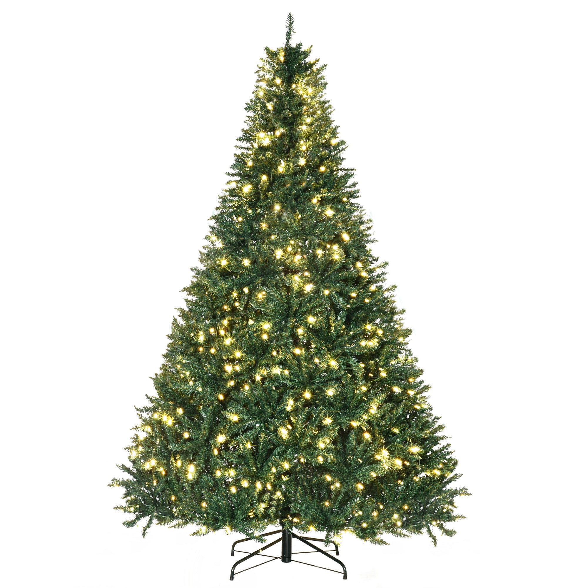 HOMCOM 7ft Pre-Lit Full Douglas Fir Artificial Christmas Tree with Realistic Branches, 700 Warm White LED Lights and 2154 Tips