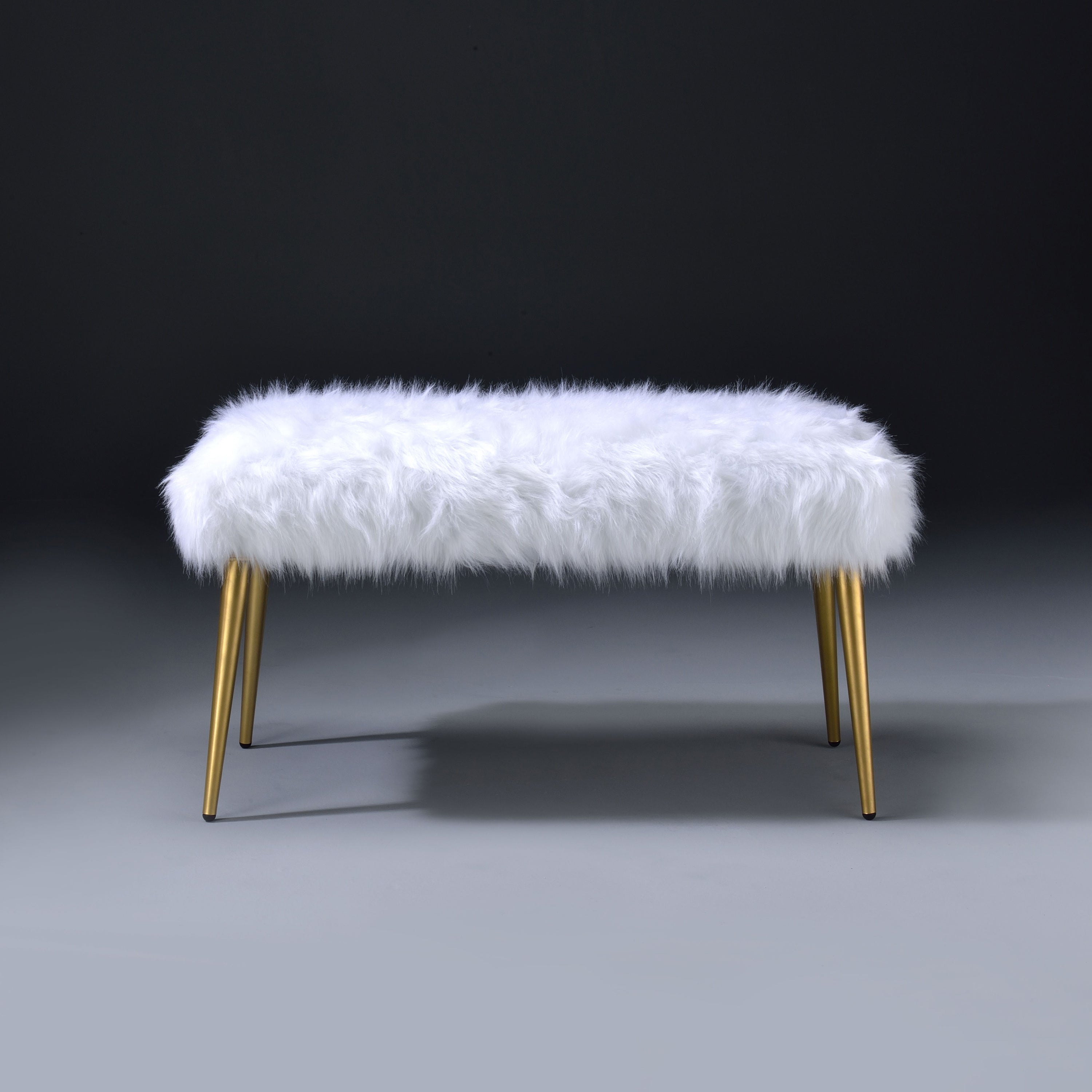 White and Gold Bench with Straight Legs