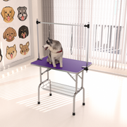 46' Folding Dog Pet Grooming Table Stainless Steel Frame Rubber Mat on Board with Adjustable Arm and Clamps pet dog Cat Grooming Table (PURPLE COLOR)