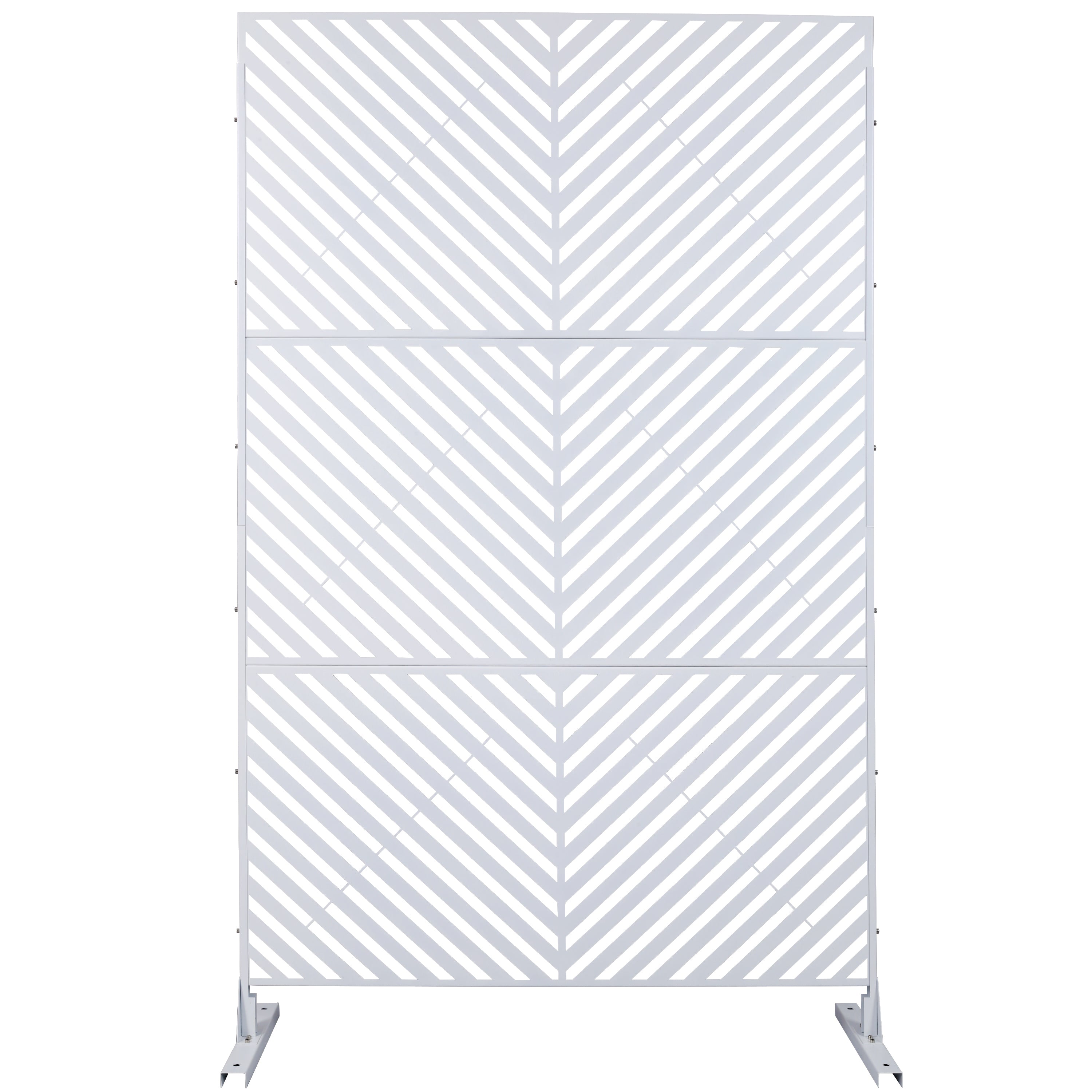 Outdoor & Indoor Privacy Screen Metal Privacy Screen 76' H×48' W, Freestanding Decorative Privacy Screen for Deck Balcony Patio, Privacy Fence Panels for Outside Lawn Garden PS113 WHITE