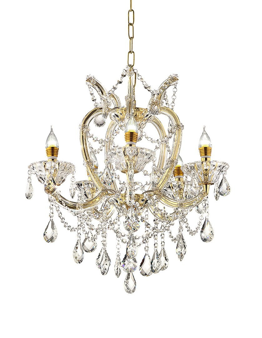 22'In Bella Petite Gold Crystal 5-Led Light Chandelier