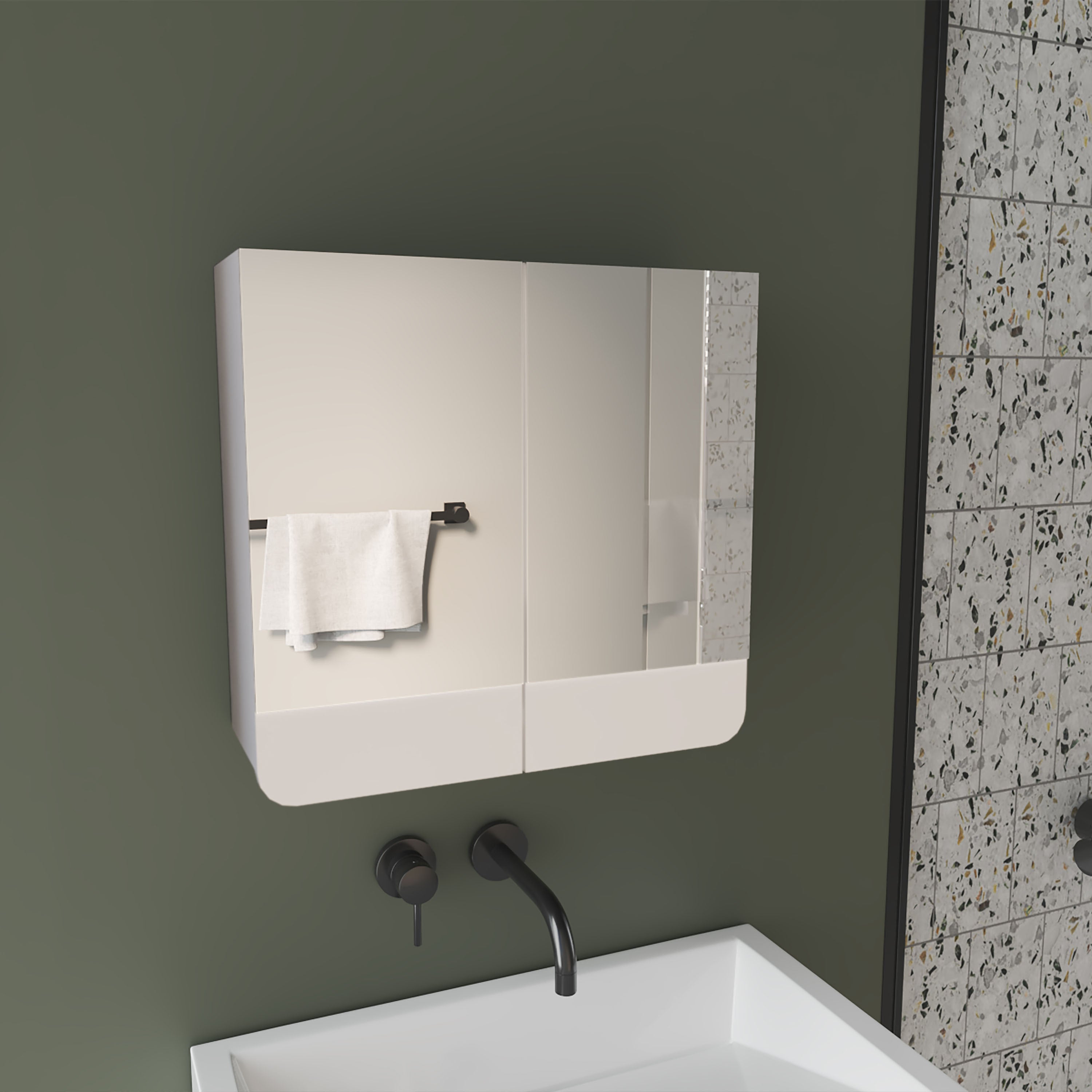 Luv Mirror Medicine Cabinet with Interior Shelves, Modern Bathroom Storage Solution And Organizer