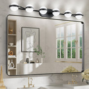 (Same as W1340P143680/LL2001-B-6) 43' Black Minimalist LED Bathroom Vanity Light with Crystal Sand Acrylic Shades,6-Light Wall Mounted Decorative Lighting Fixture, Suitable for Bathroom Vanity Mirror
