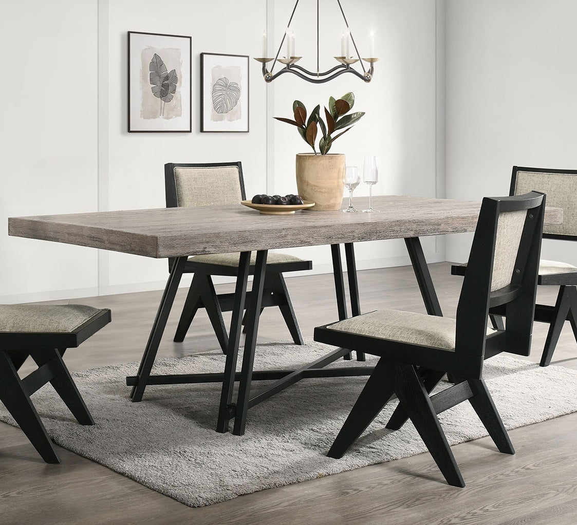 Dining Room Table Black Dining Table Metal Trestle Base 1pc Dining Room Furniture