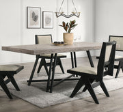 Dining Room Table Black Dining Table Metal Trestle Base 1pc Dining Room Furniture
