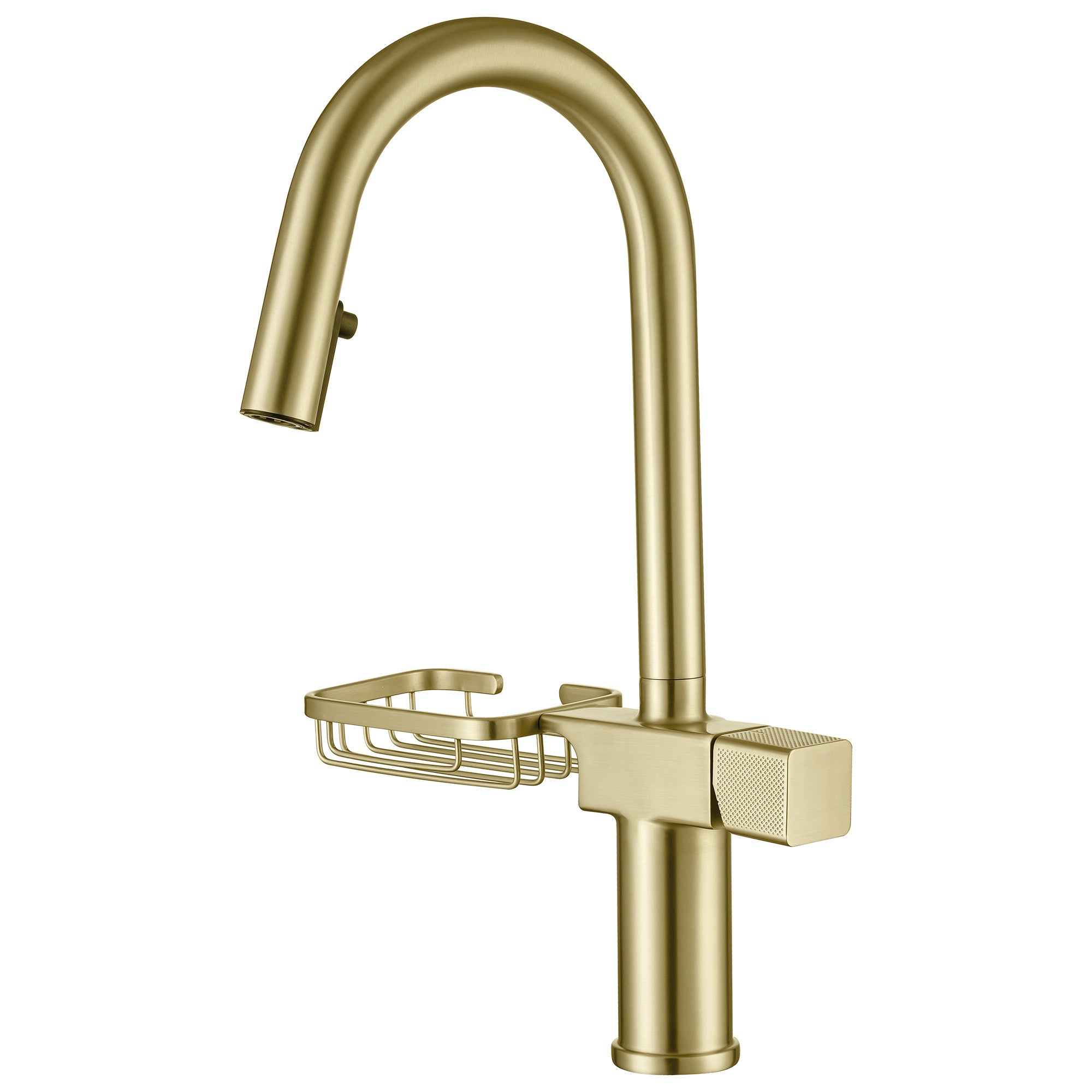 CINCOSKY High Arc Pull-Down Kitchen Faucet with Dual Function Sprayer in Brushed Gold Stainless Steel
