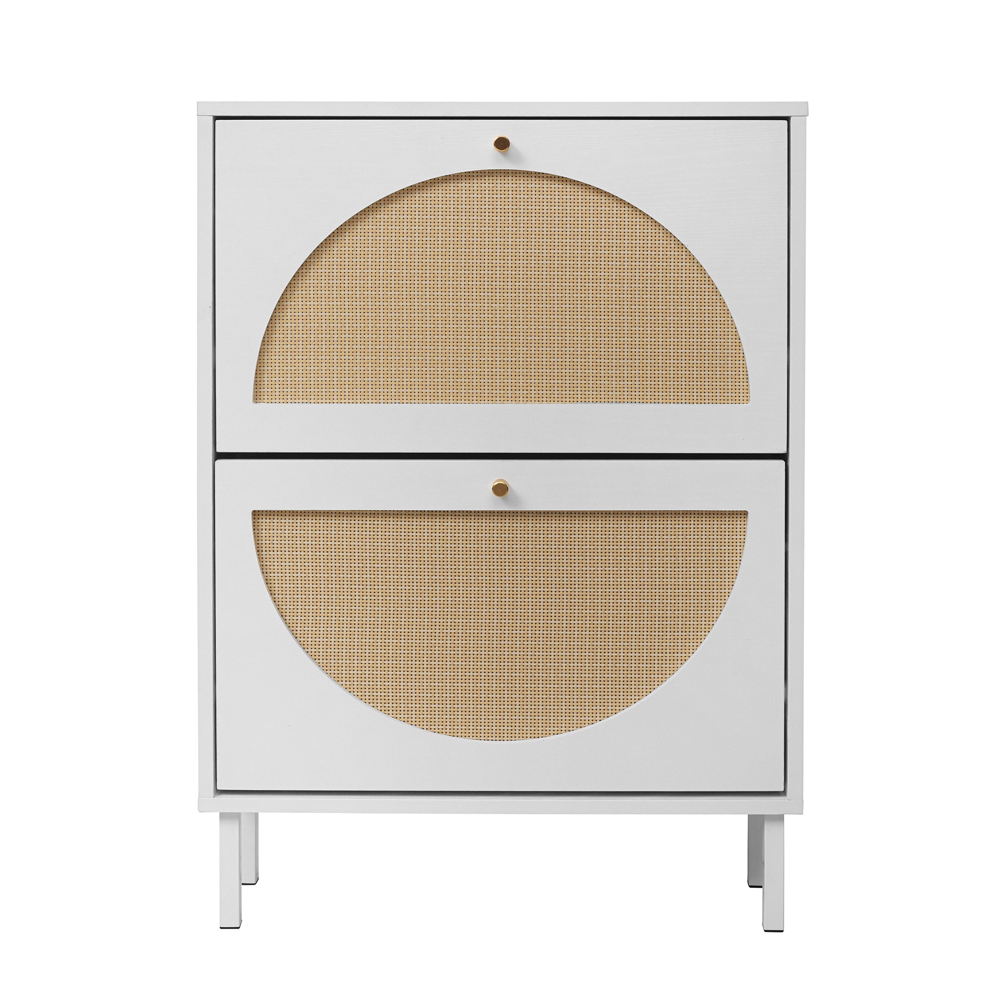 2 Door Shoe Rack, Rattan, Double Layer, Suitable for Living Room, Hallway