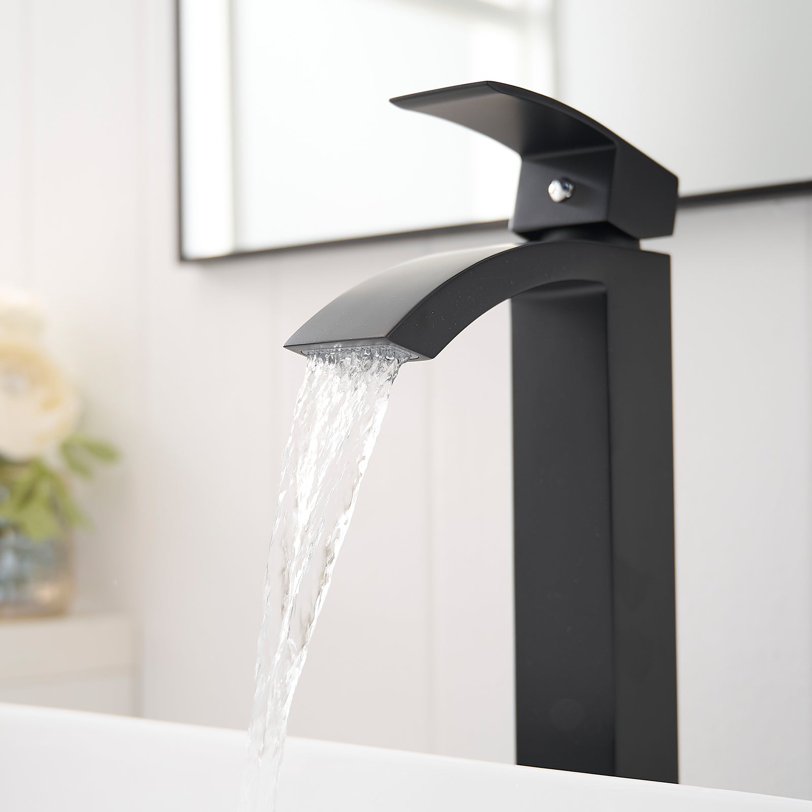 Black Bathroom Faucet, Brushed Black  Faucet for Bathroom Sink, Black Single Hole Bathroom Faucet Modern Single Handle Vanity Basin Faucet