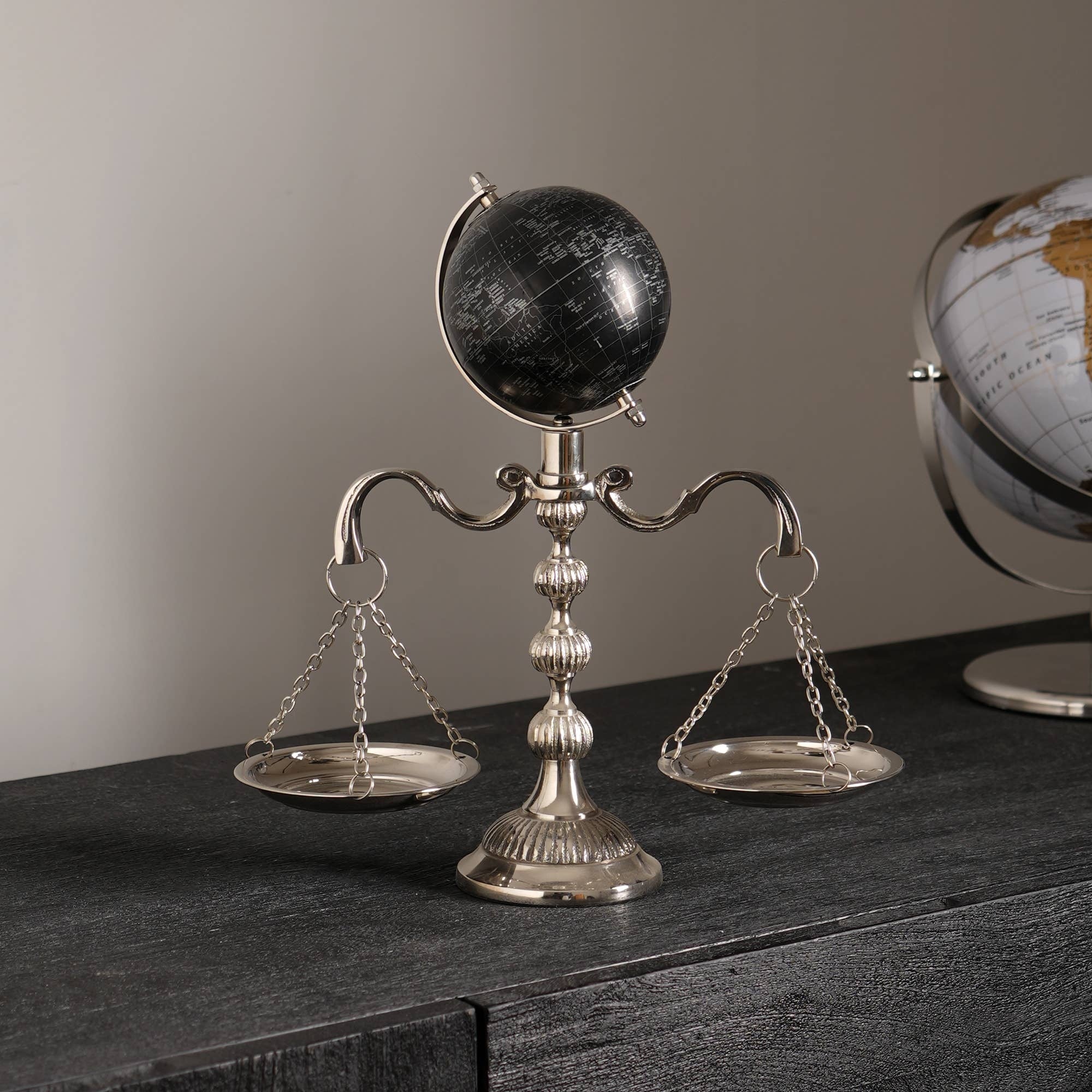 Vintage Style Libra with Globe-Scale Tray-Unique Centerpiece Stand For Home & Office décor