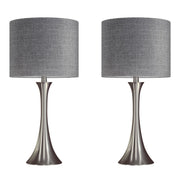 Lenuxe 24' Contemporary Metal Table Lamp in Brushed Nickel with Grey Textured Linen Shade from Grandview Gallery by LumiSource - Set of 2